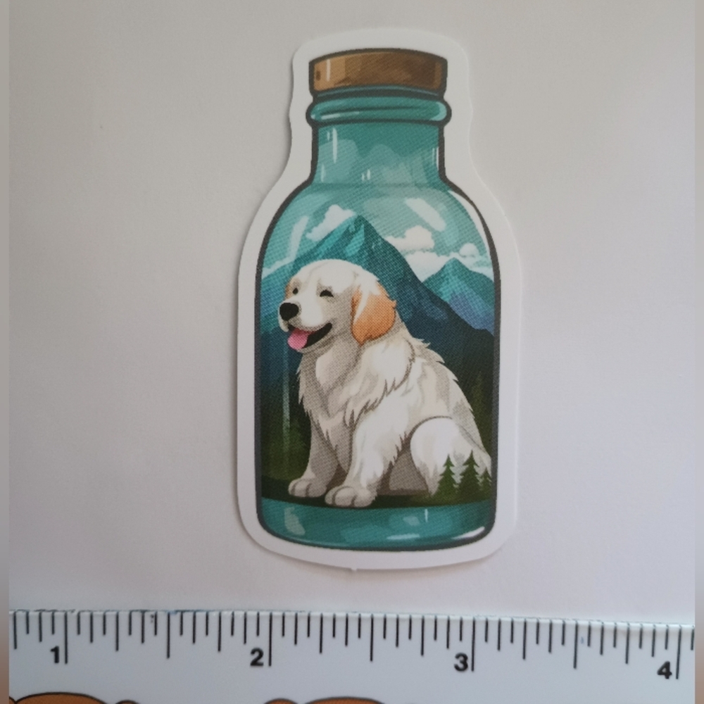 15/$15 Jar Nature Dog Mountain Lab Great Pyrenees Scene Flower Decal Sticker